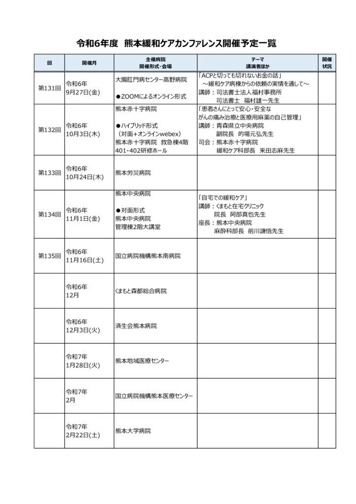 R6熊本緩和ケアカンファレンス開催予定のサムネイル